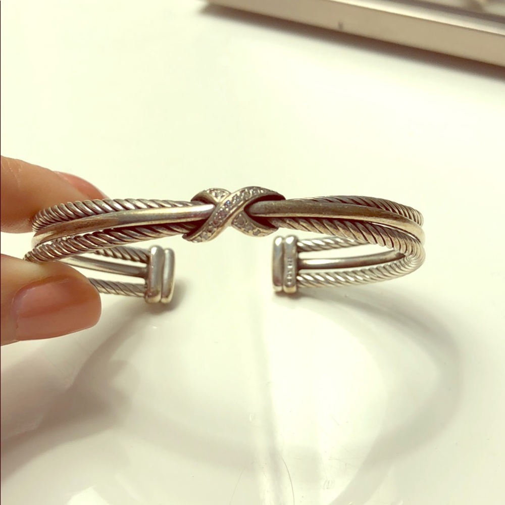 David Yurman X Cross Over Cuff with diamonds